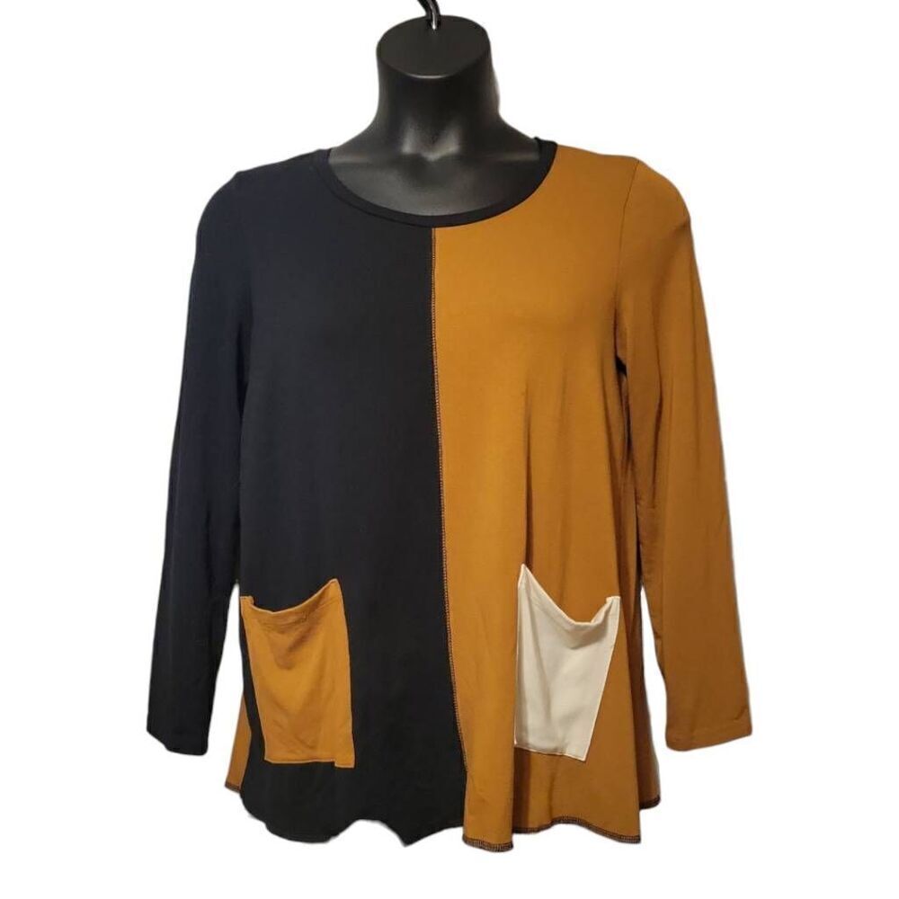 PURE Essence Black and Tan Women's Top Size Large